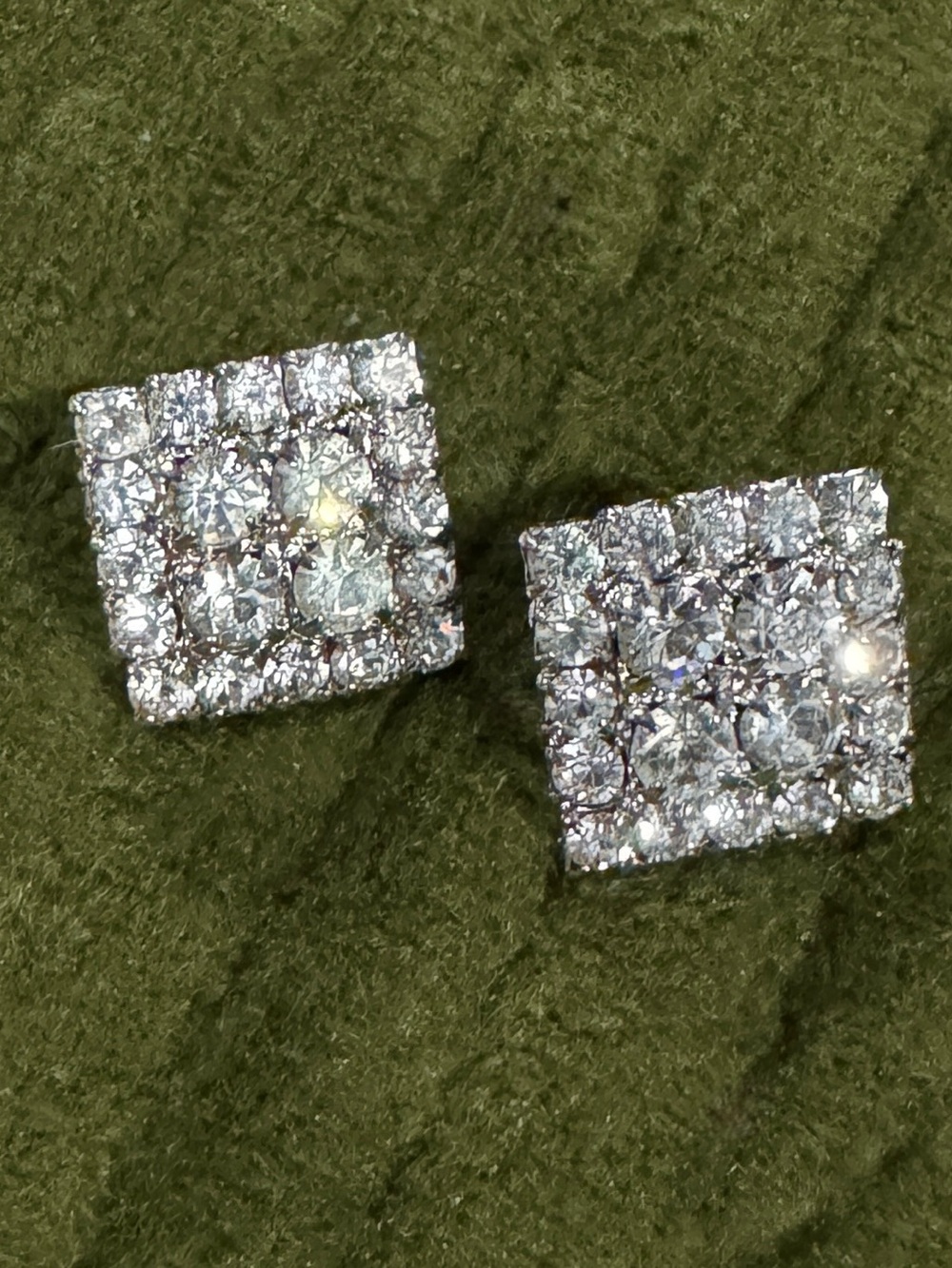 Dazzling Clear Crystal Square Stud Earrings